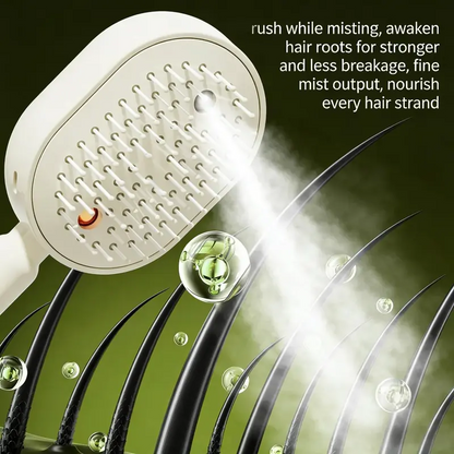 Electric Spray Air Cushion Massage Comb – Self-Cleaning Anti-Tangle Essential Oil Mist Hair Care Comb