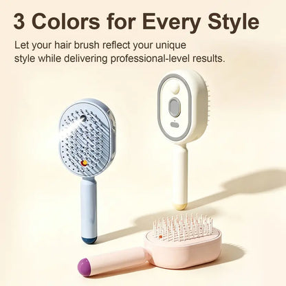 Electric Spray Air Cushion Massage Comb – Self-Cleaning Anti-Tangle Essential Oil Mist Hair Care Comb