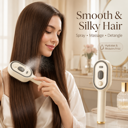 Electric Spray Air Cushion Massage Comb – Self-Cleaning Anti-Tangle Essential Oil Mist Hair Care Comb