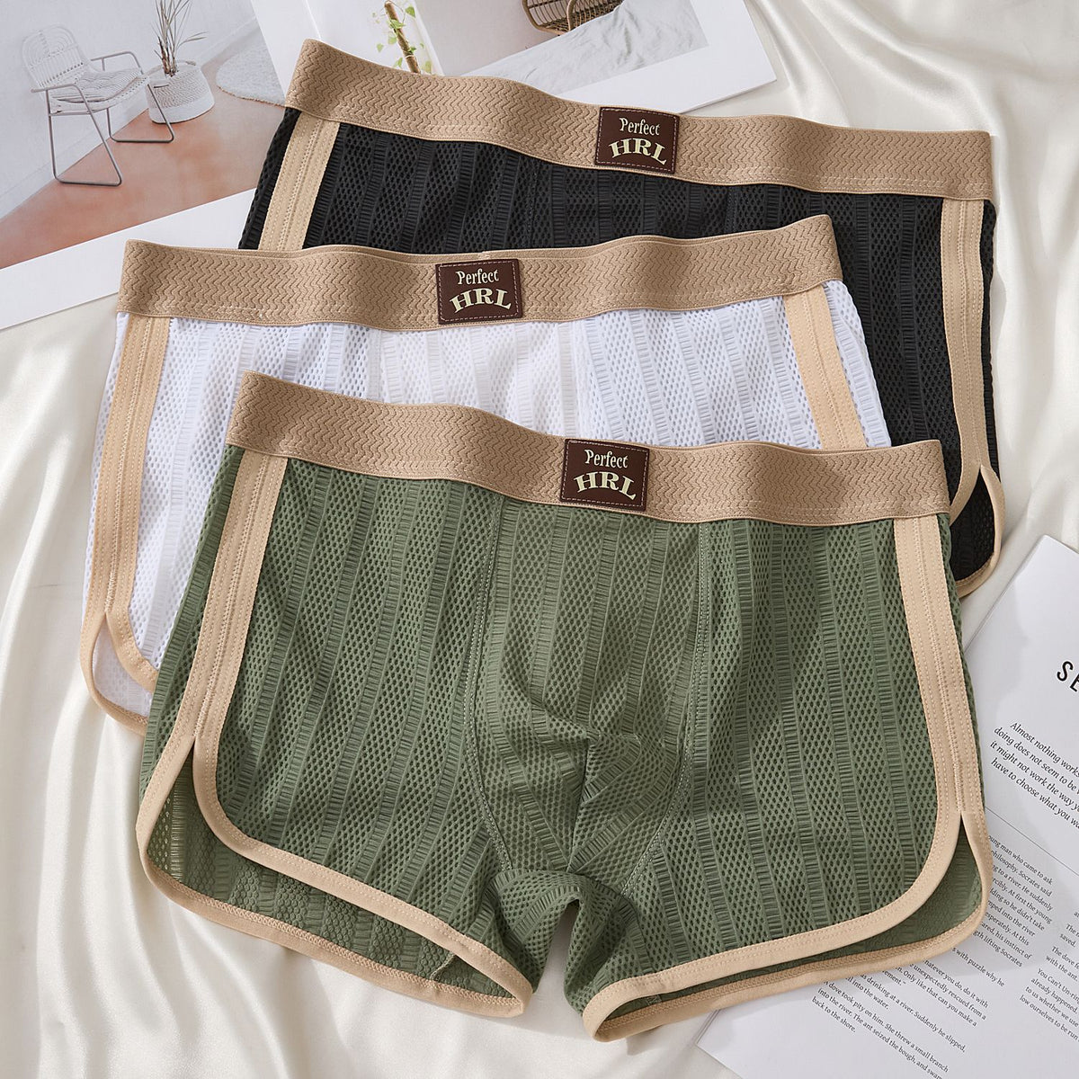 Premium Breathable Ice Silk Boxer Briefs for Men – Ultra Soft Mesh Cooling Underwear