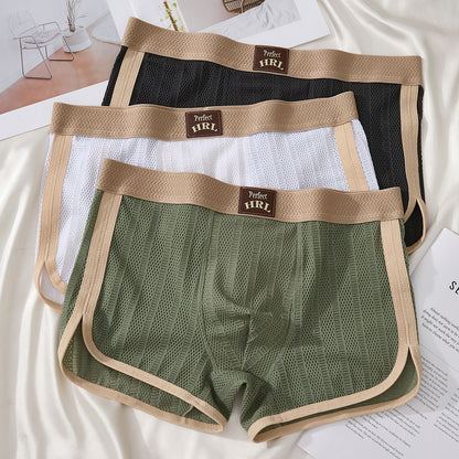 Premium Breathable Ice Silk Boxer Briefs for Men – Ultra Soft Mesh Cooling Underwear
