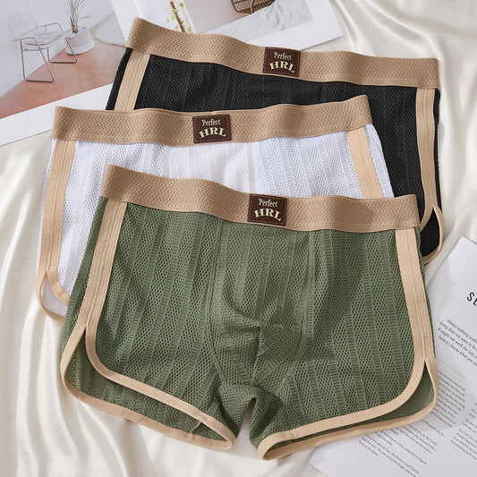 Premium Breathable Ice Silk Boxer Briefs for Men – Ultra Soft Mesh Cooling Underwear