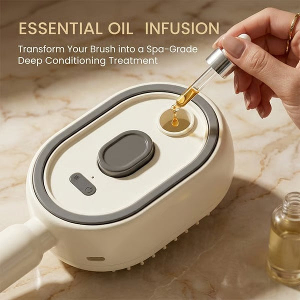 Electric Spray Air Cushion Massage Comb – Self-Cleaning Anti-Tangle Essential Oil Mist Hair Care Comb
