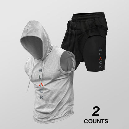 🏋️‍50% OFF NOW! 💪 Men’s Sleeveless Hoodie & Shorts Set – Athletic & Casual Fit – Breathable & Quick-Dry 🏋️‍♂️